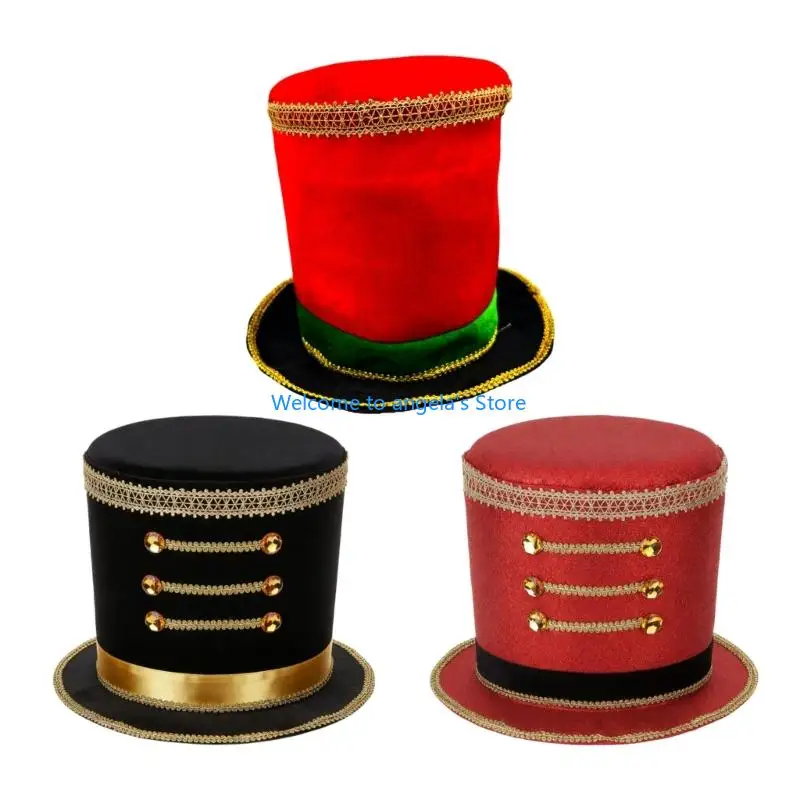 X4YC Drummer Christmas Party Hat Adjustable Adult Size Toy Soldier Costume Accessory