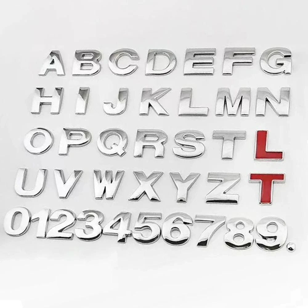 Letras e Emblema do Alfabeto do Carro, Letras Metal 3D, Números, Etiqueta Chrome, Etiqueta Automóvel, Logótipo Trunk, Audi, BMW, 45mm, 25mm