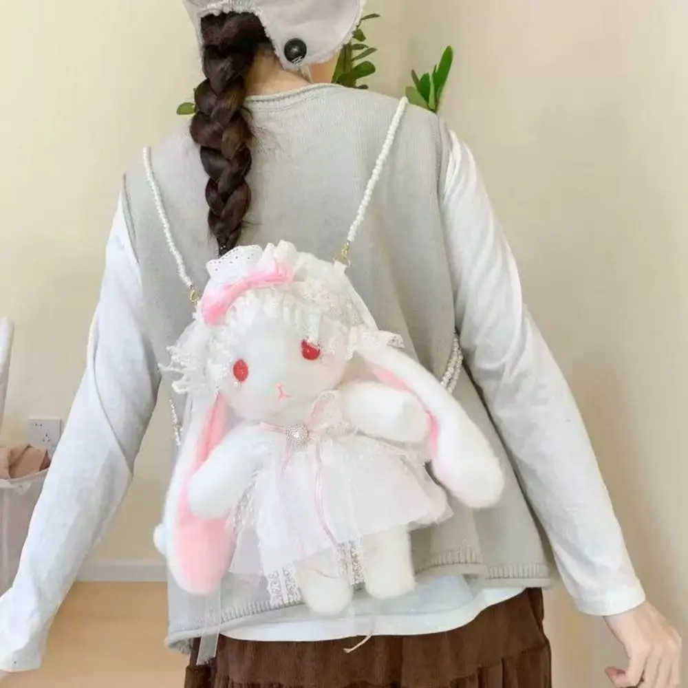 

Сумки на плечо с мягкими животными в стиле Лолиты и кролика, мягкая милая плюшевая сумка через плечо с кроликом, маленькая креативная сумка через плечо с кроликом JK, косплей