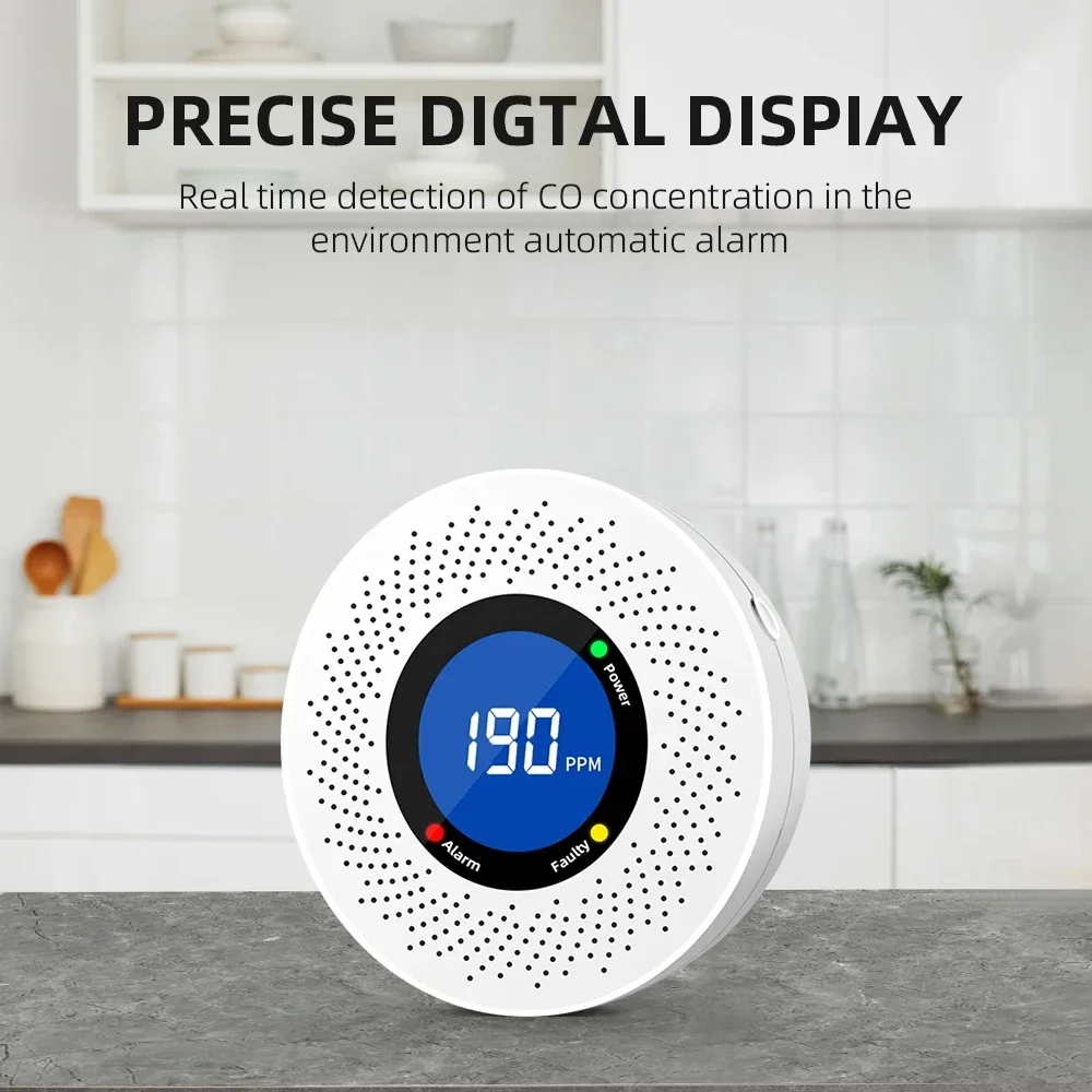 Carbon Monoxide Detectors Powered By Batteries With Digital Display Alarm Sensors Easy To Install Applicable To Home Warehouse