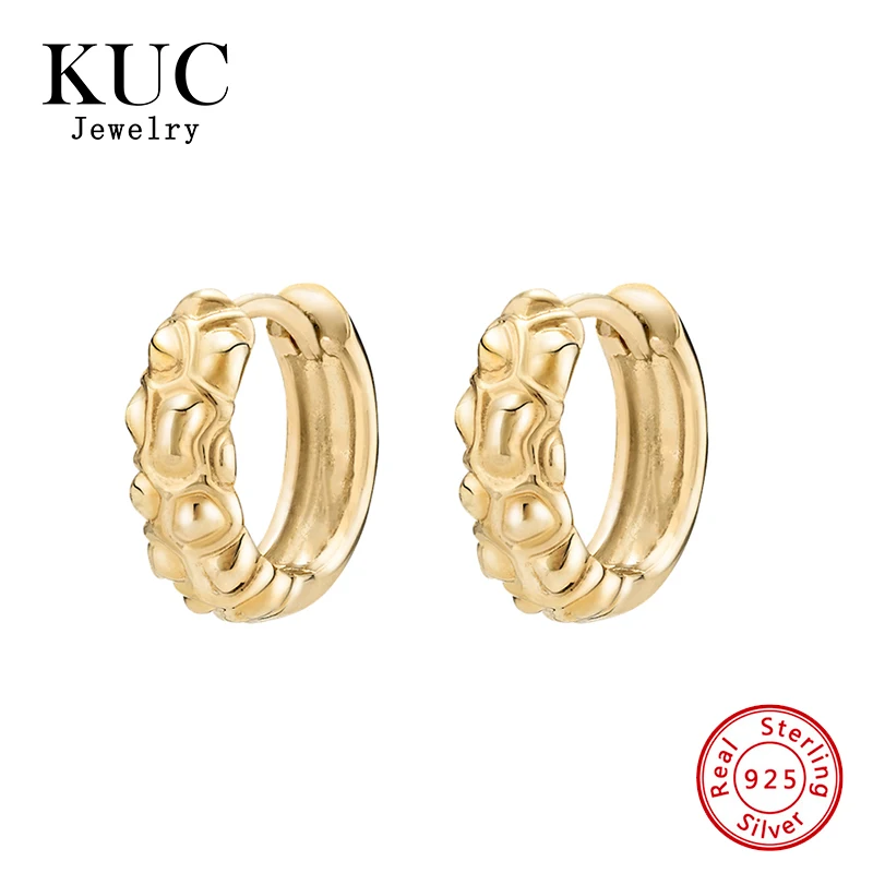 

Fashion Trendy Designer Earrings 925 Sterling Silver Unisex Lava Textured Fine Jewelry Women Hoop Earrings