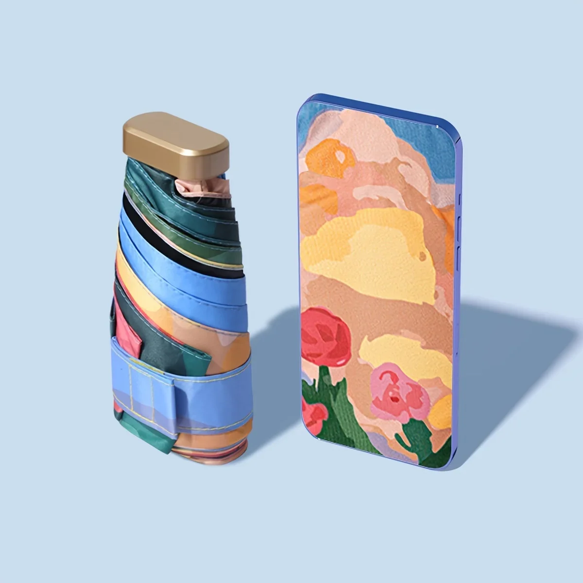 

Mini Sun Umbrella Rose Oil Painting Small Pocket Rain Umbrella Folding Umbrella UV Ultraviolet Protection Sun Shade Parasol 우