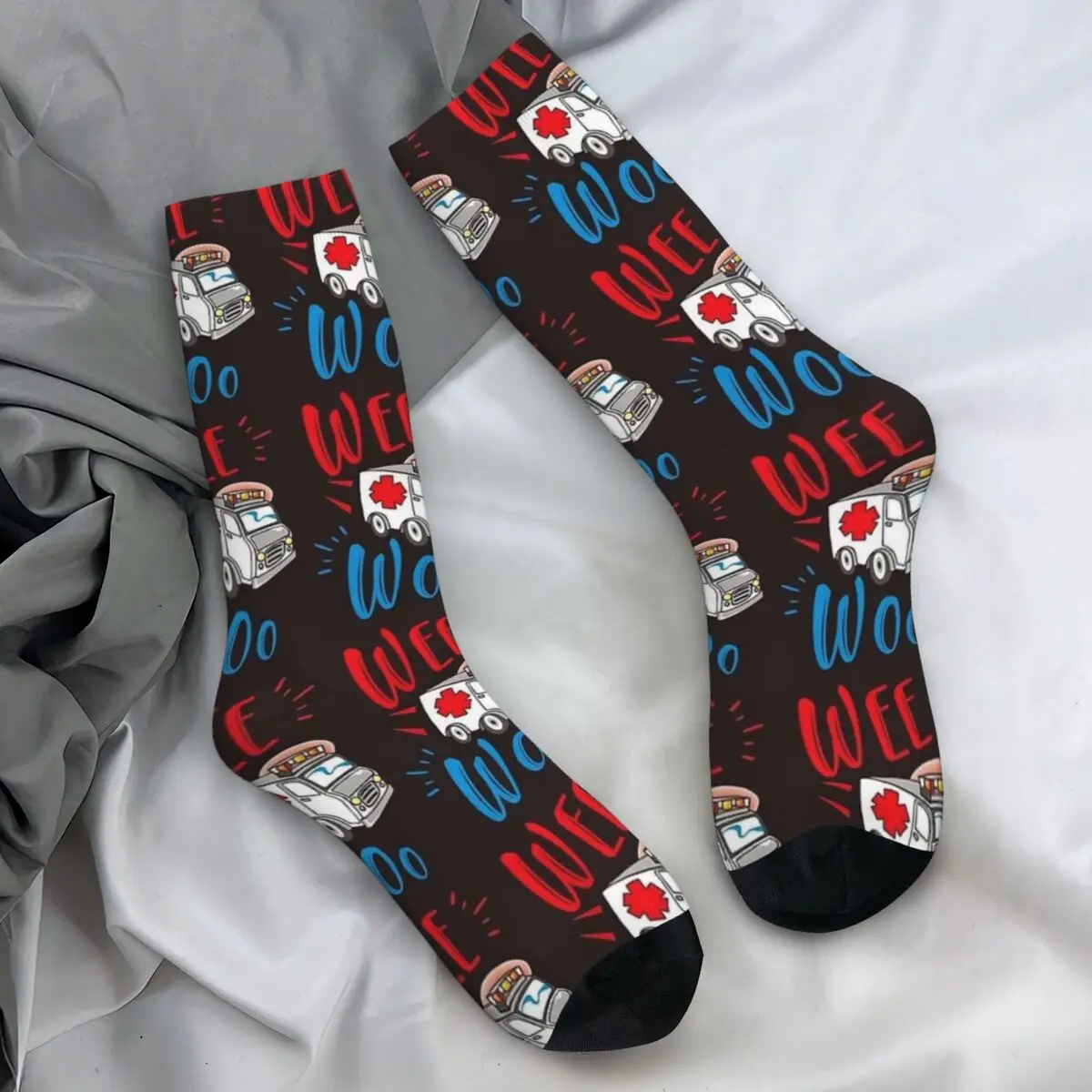 Wee Woo Ambulance Paramedic Emergency Medic Socks Nurse Doctor Elegant Stockings Autumn Non Skid Couple Socks Soft Outdoor Socks