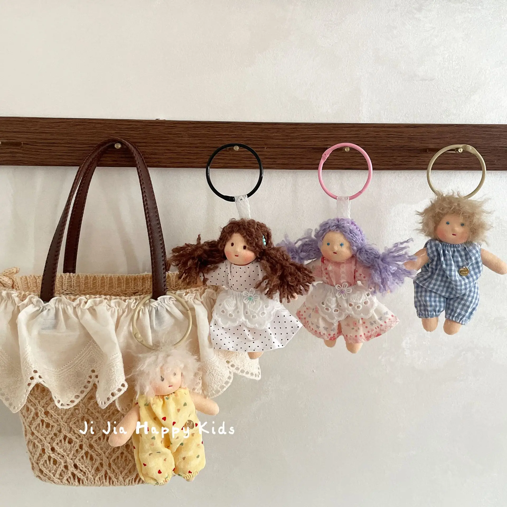 Keychain Handmade Floral Dress Long Hair Doll Cute Lightweight Pendant for Purse Backpack Suitcase Phone Ornament Gift