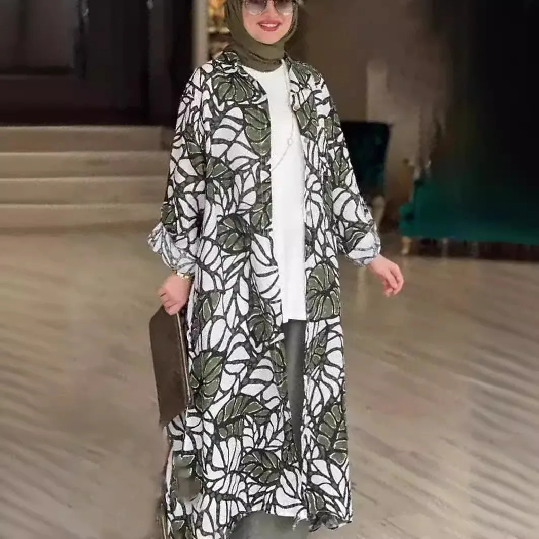 Muslim Women Long Robe Cardigan Abaya Dresses Jalabiya Printing Ramadan Morocco Dubai Abayas Kaftan Islam Eid Vestidos Arab