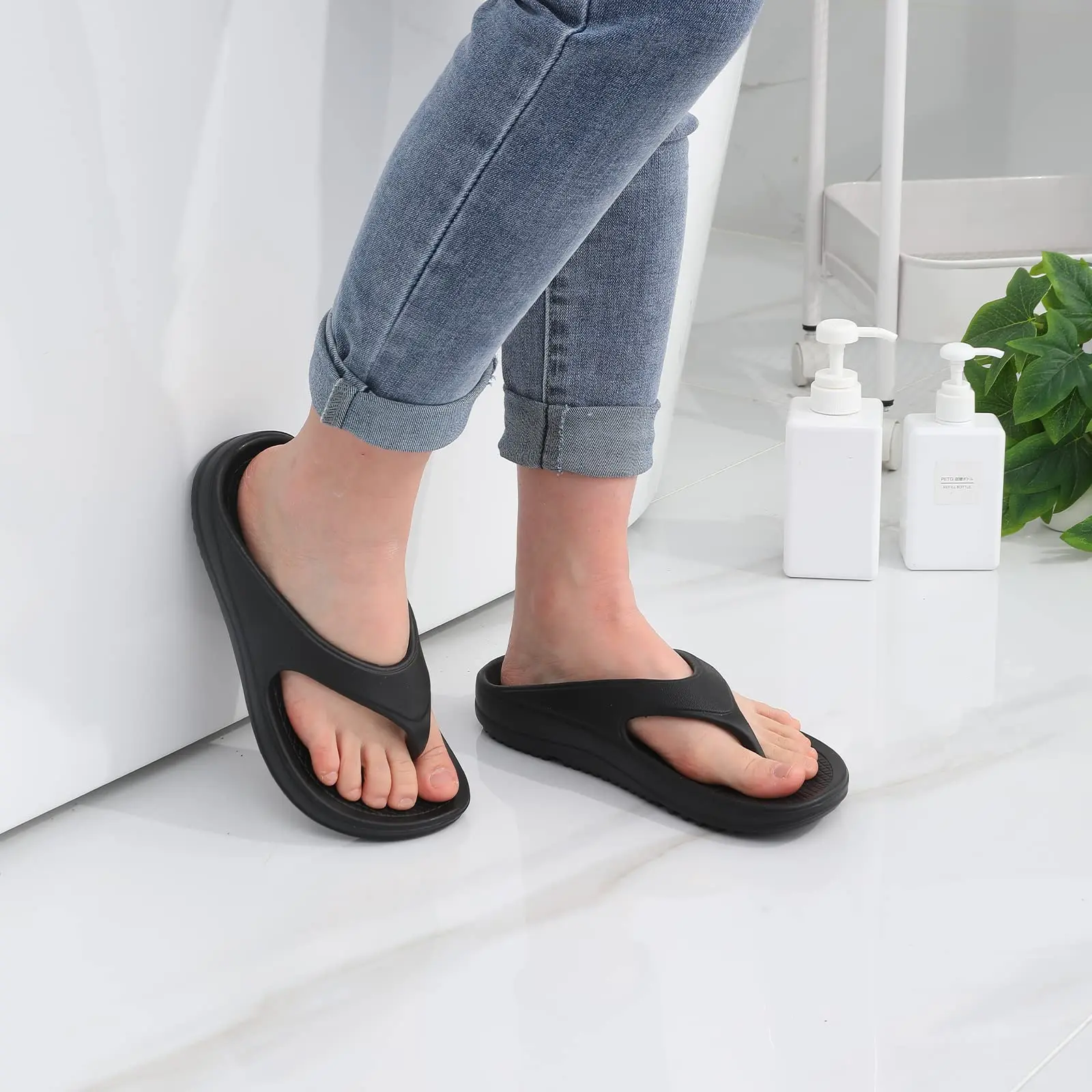 Eyriphy Orthopädische Sandalen für Damen, Erholungs-Flip-Flops, Kissen, leicht, rutschfest, Sommer-Damen-Strandschuhe mit Fußgewölbeunterstützung