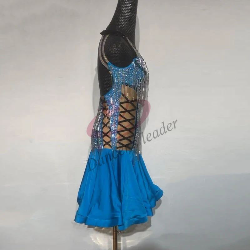 Latin Dance Dress High-end Custom Hanging Neck Dress Super Flash Skirt Dance Dress Cha Cha Tango Stage Professional Clothing