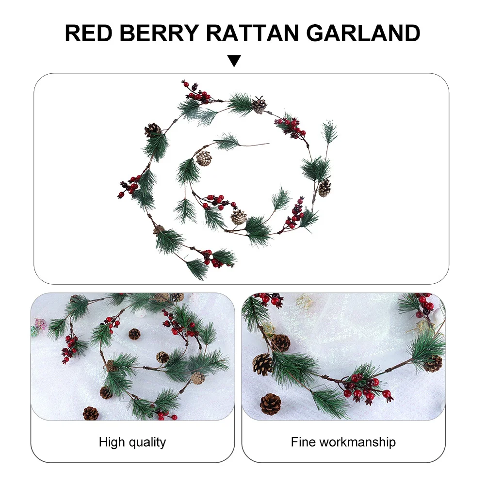 

Red Berry Hanging Wreath Christmas Rattan Garland Delicate Small Decor for Decoration