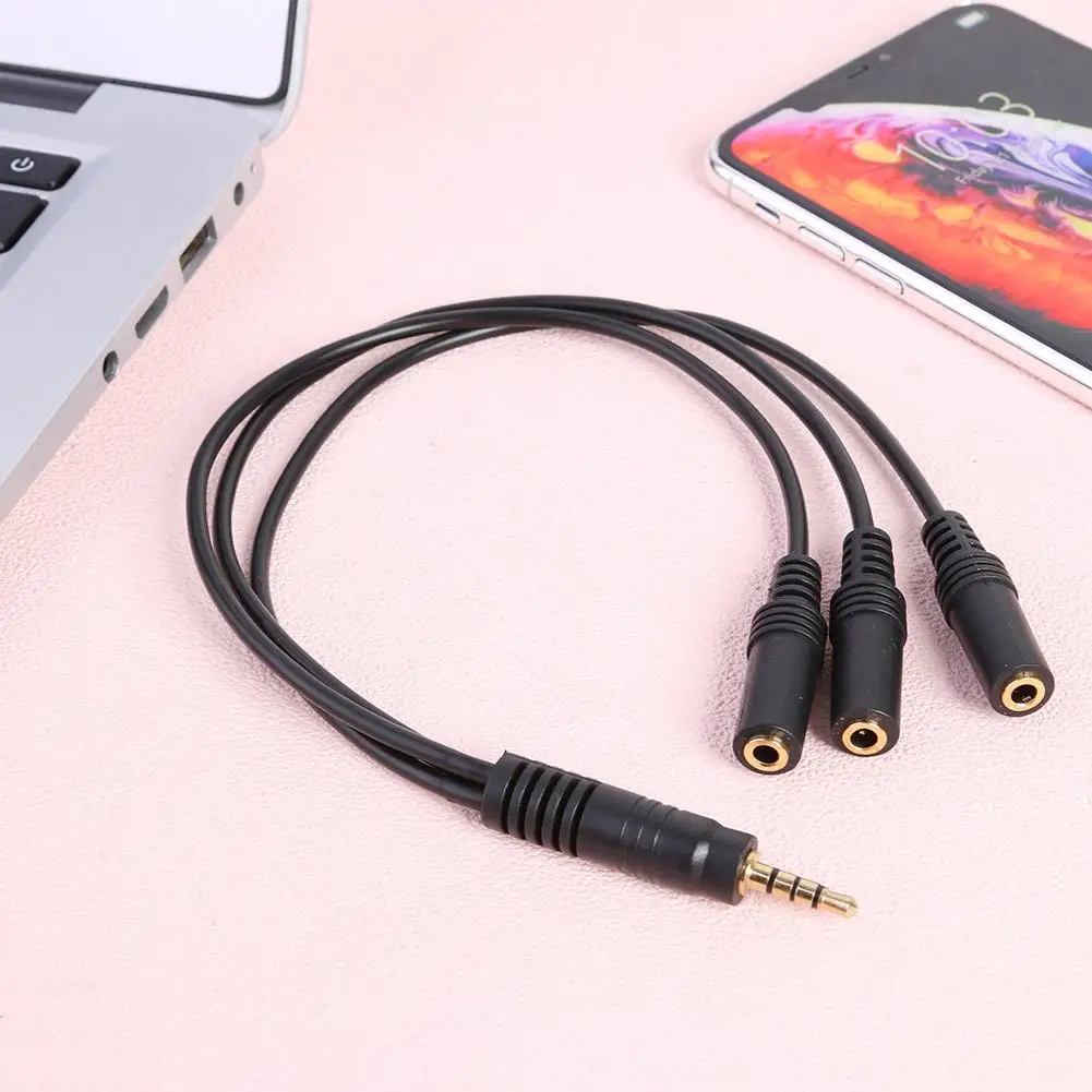 Headphone Splitter Stereo 1/8 Inch TRS/TRRS 3.5mm 1 to 3 Ports Jack Adapter Aux Audio Extension Cable for MP3 PC Phone Speaker