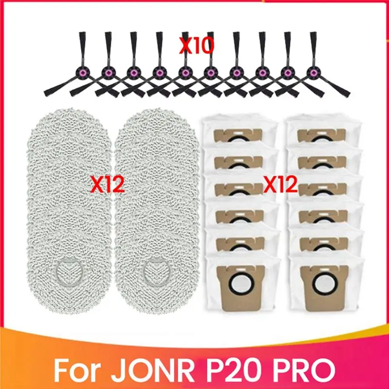 

Комплект аксессуаров A50Q-34PCS для робота-пылесоса JONR P20 Pro: моющиеся боковые щетки, салфетки для уборки, мешки для сбора пыли.