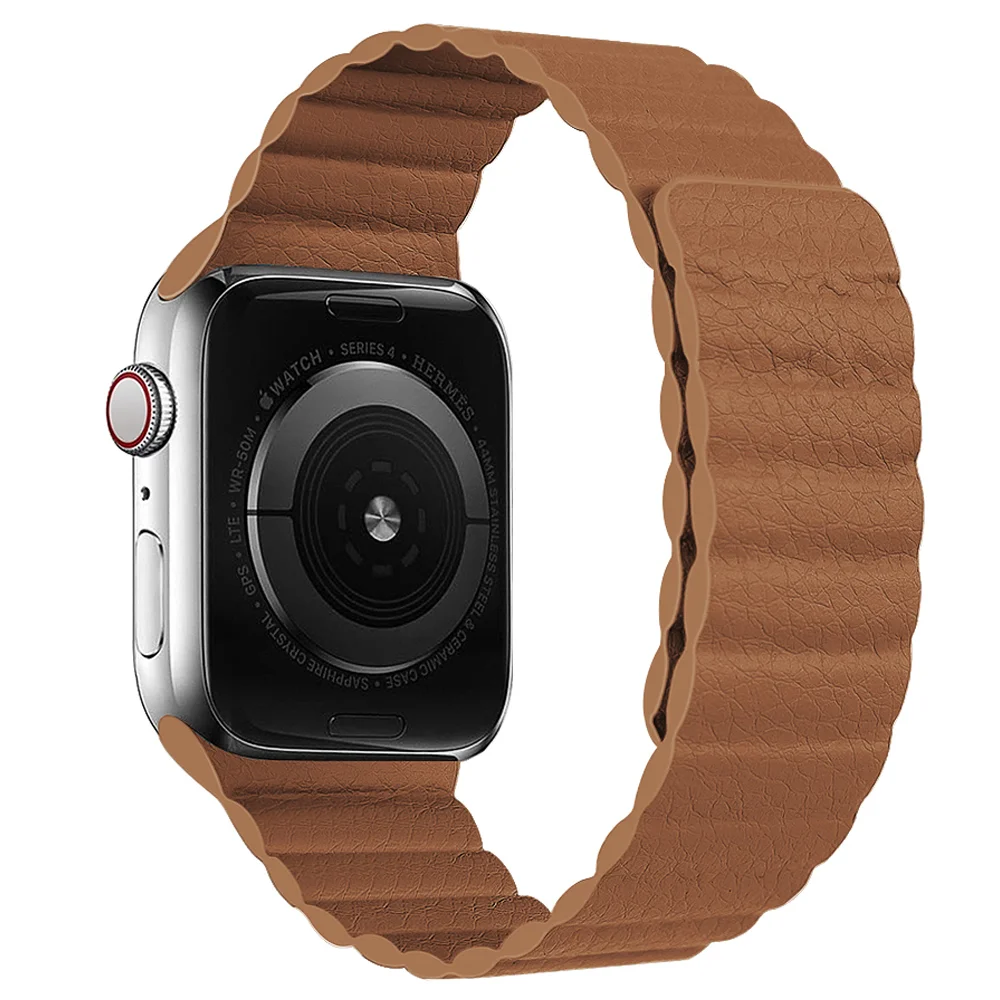 Leather loop strap for Apple Watch band 44mm 40mm 38mm 42mm Magnetic smartwatch belt bracelet iwatch series 3 4 5 se 7 45mm 41mm