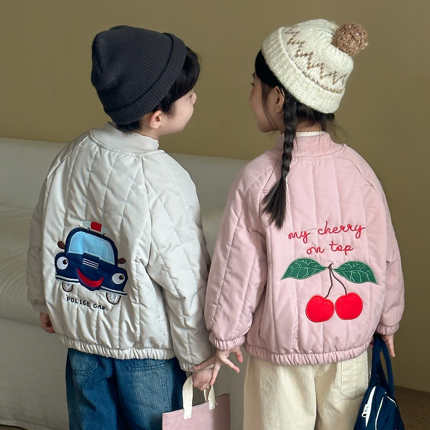 2025 Winter New Children Plus Velvet Thick Coat Cute Cartoon Embroidery Girls Padded Jacket Boys Fleece Warm Coat Kids Clothes