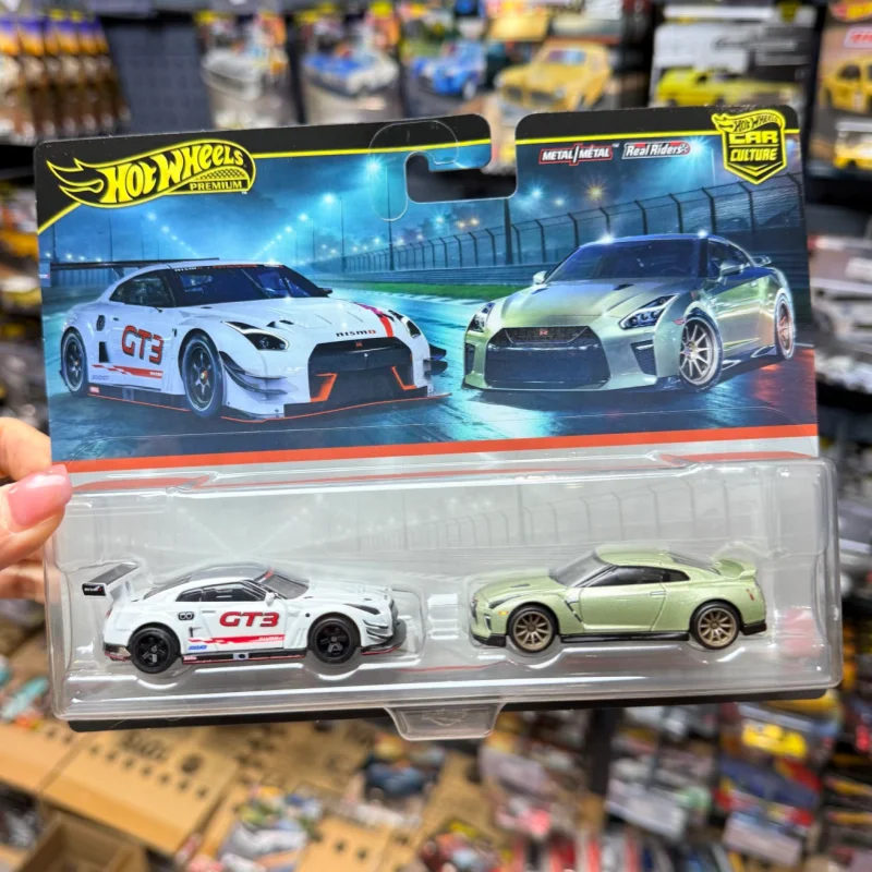 

New Hot Wheels Premium Car Culture Hbl96 2-Pack Nissan Gt-R Nismo Gt3 Nissan Gt-R R35 Коллекция литых моделей автомобилей в масштабе 1/64