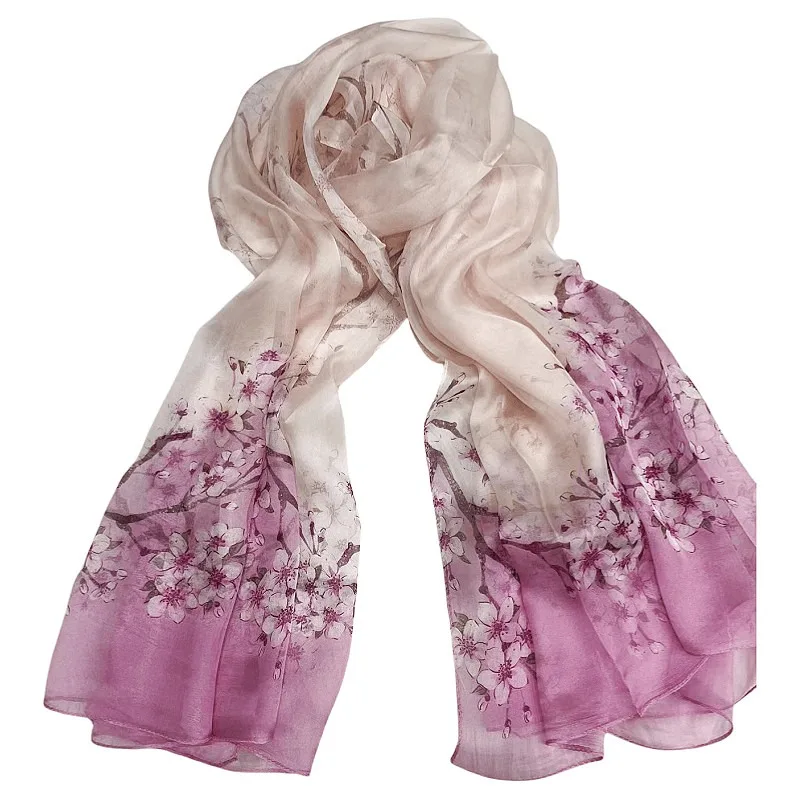 

Lightweight Large 100% Mulberry Silk Chiffon Scarf for Women Oblong Shawl Neck Scarf Beach Wrap Headscarf Gift Pack Pink Floral
