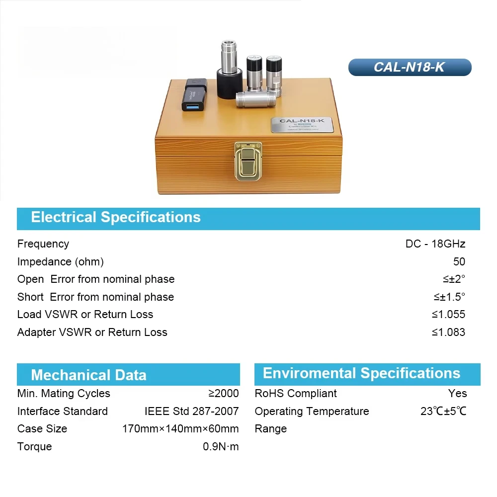 High Frequency N Female Open Short Load 50 Ohm Brass&Stainless Steel Calibration Kit DC to 18 GHz RF for VNA