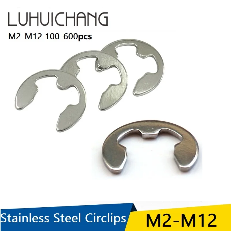 Stainless Steel Circlips M3 M4 M5 M6 M7 M8 304 Washers 100-600pcs Sack Retainer Ring E-type Buckle-shaped Split Washers