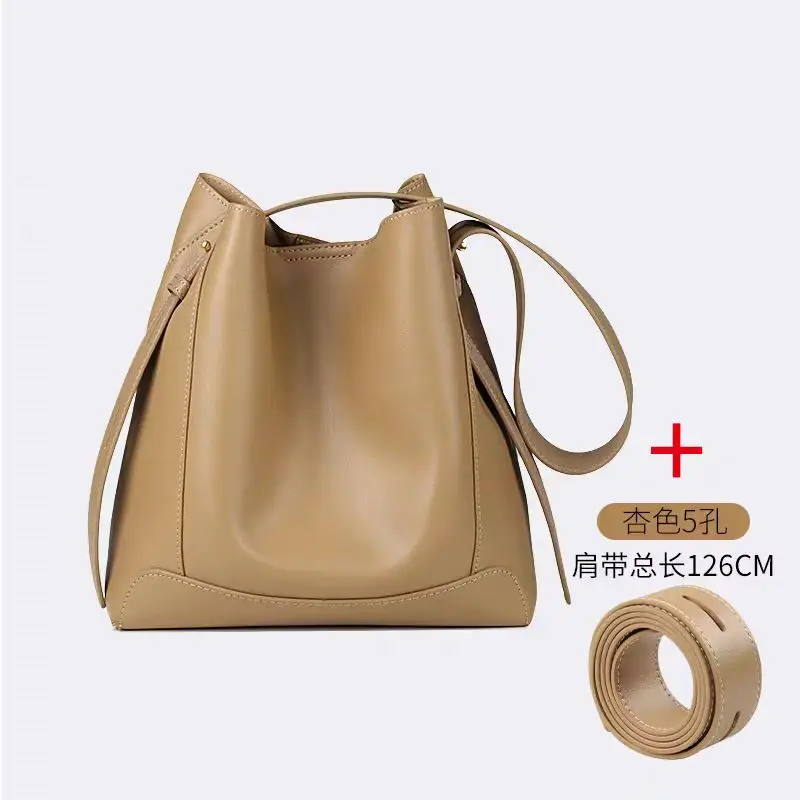 حقيبة دلو، حقيبة نسائية من الجلد الطبيعي ذات سعة كبيرة، حقيبة كروس جديدة بكتف واحد، حقيبة يد راقية ومتعددة الاستخدامات #5