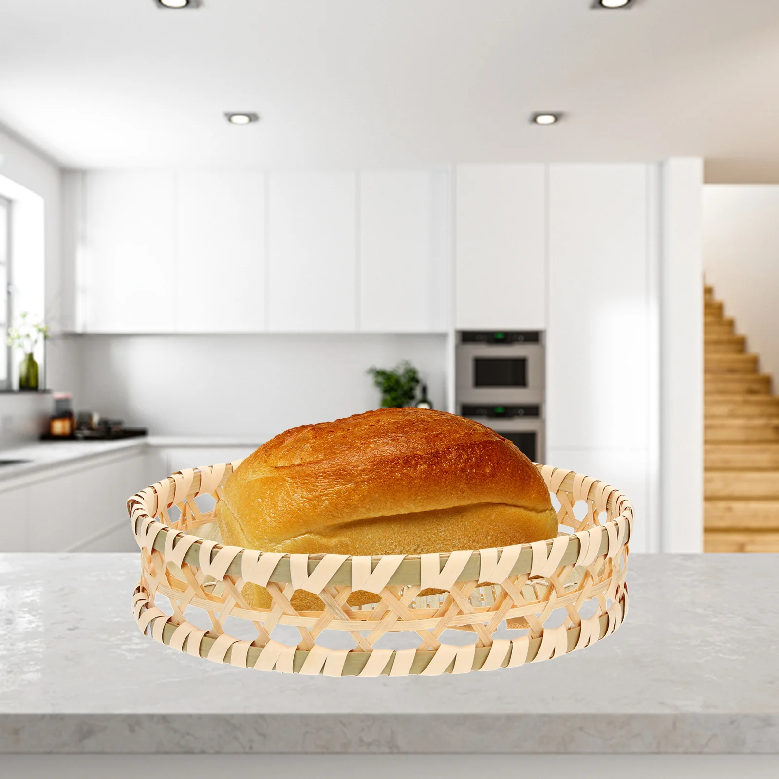 

Woven Bamboo Fruit Basket Rustic Style Portable Desktop Storage Organizer Kitchen Vegetable Bread Sundries Picnic Basket