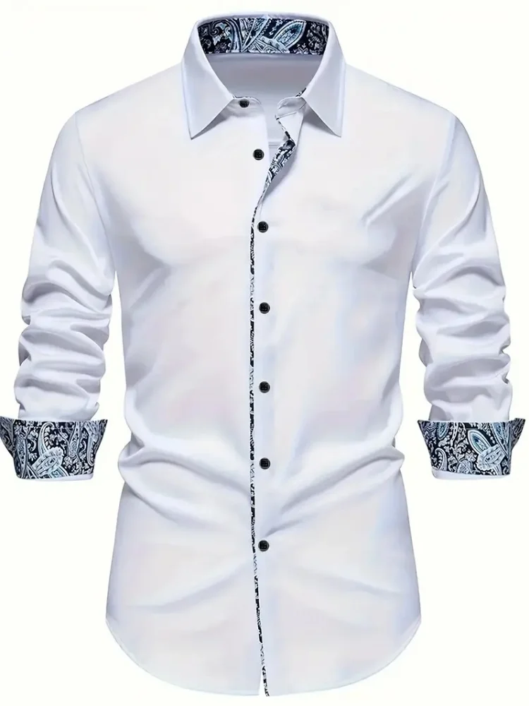 2025 nueva camisa Oxford de otoño para hombre, camisa informal de negocios sociales con botones de manga larga