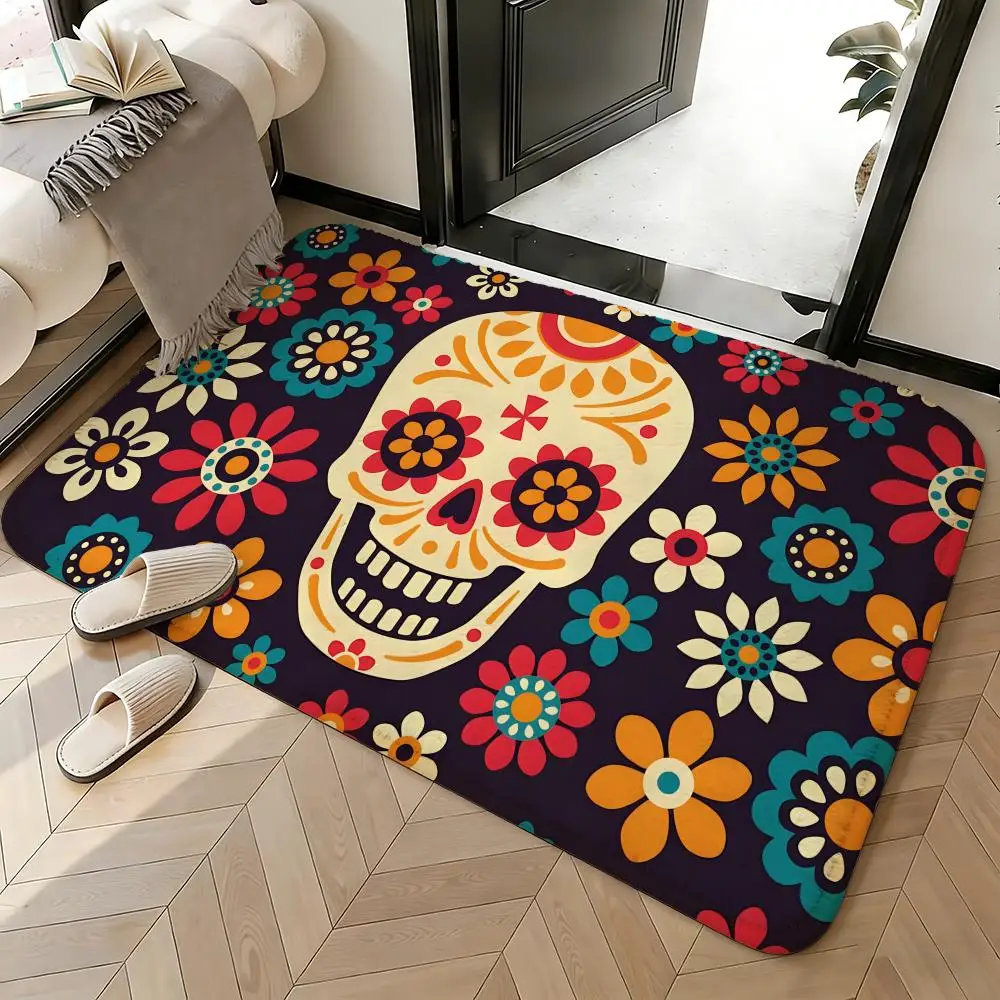 Soft Absorbent Non-Slip Rug Holiday Dia De Muertos Floor Mat Home Decor Doormat Bedroom Floor Mat Shower Carpet