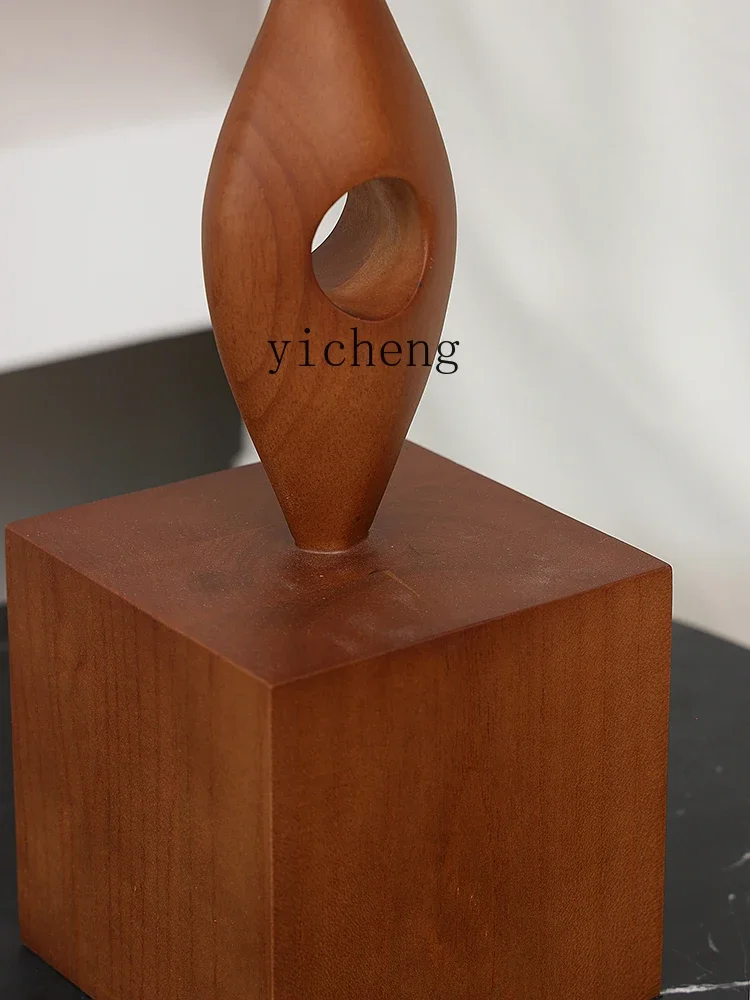 W28 Medieval Abstract Art Solid Wood Sculpture Ornament Wood Carving Art Furnishings