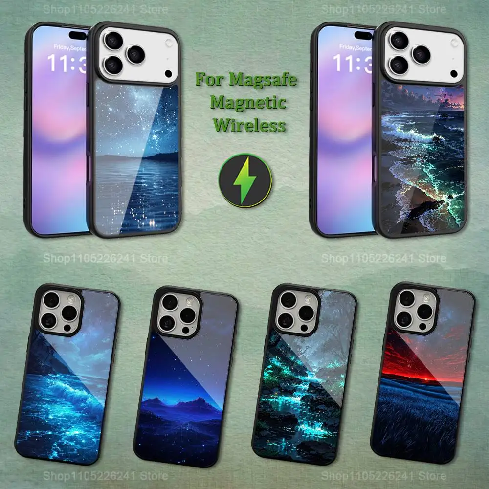 

Night Art Starry Sky For iPhone 12,14,11,15,13,16,17,For Magsafe,Plus,Mini, Pro,Max,Magnetic Wireless Charging Case