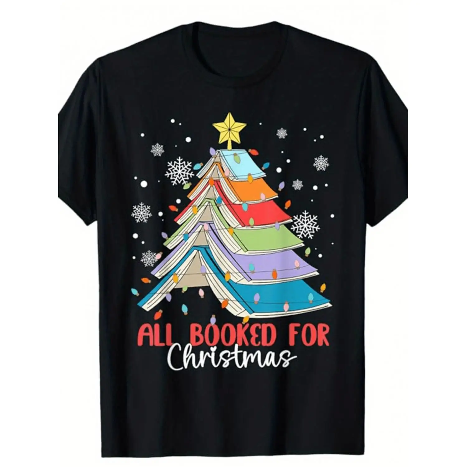 Men's Christmas Tree Print Cotton T-Shirt - Casual Short Sleeve Crew Neck Xmas Outfit, Festive Holiday Wear, Year-Round Comfortable Top Suitable for Men, Gift for Men (Ideal for Office Parties & Events)