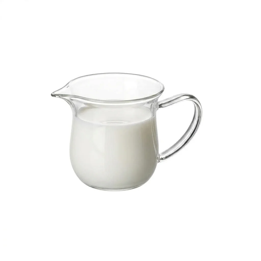 High Borosilicate Glass Milk Jug with Handle, Clear Creamer Pitcher for Coffee Tea, Heat Resistant Milk Cup for Home Cafe