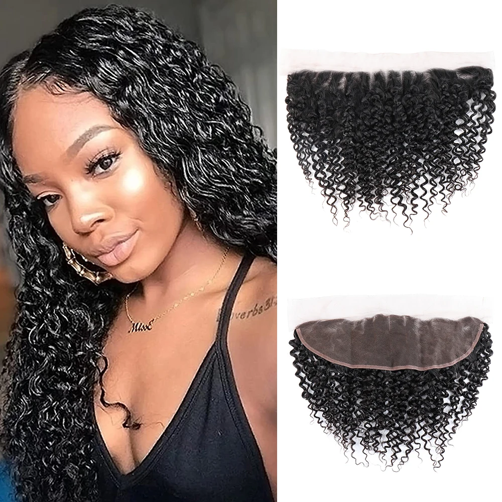 

13x4 Skinlike Lace Frontal Only Mongolian Curl Baby Hair Closure Transparent Swiss Lace Frontal Pixie Curl Human Hair Closure