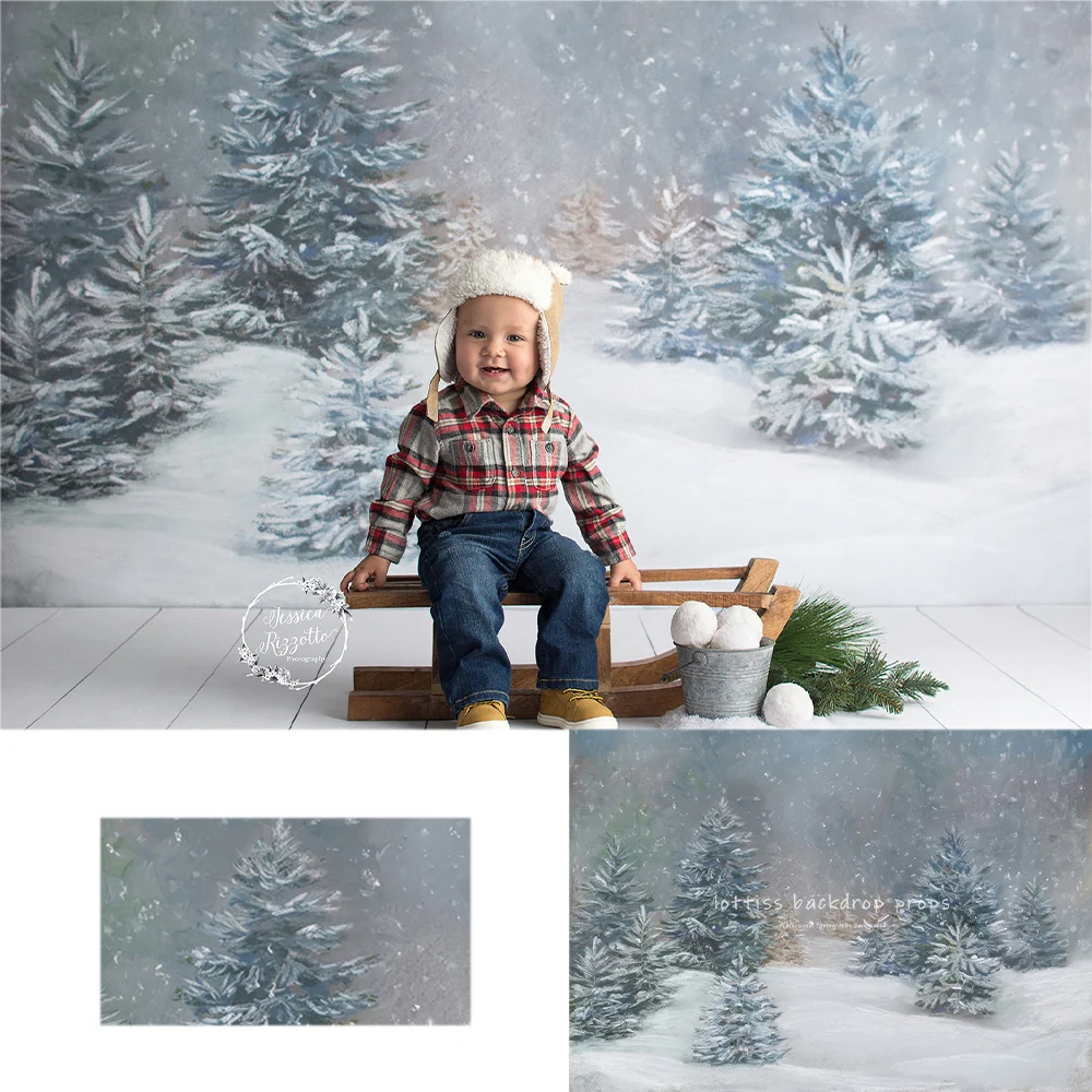 Snowfall Forest Backdrops Kids Baby Christmas Photocall Child Family Photo Xmas Snowflake Trees Backgrounds