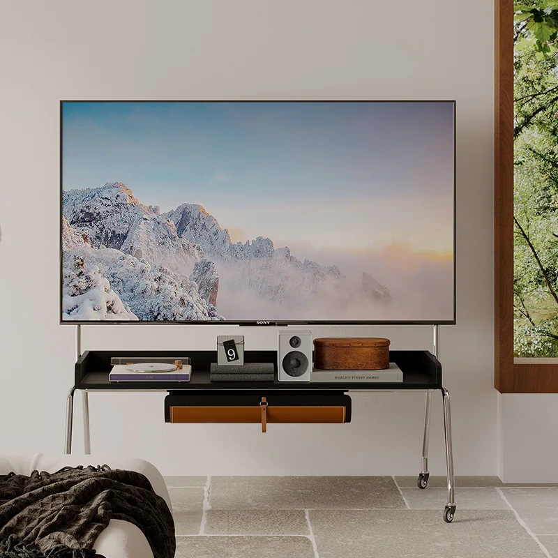 Rak TV ruang tamu bergaya abad pertengahan, rak TV monitor yang dapat dilepas dari lantai hingga langit-langit untuk kamar tidur bergaya wabi-sabi di apartemen kecil