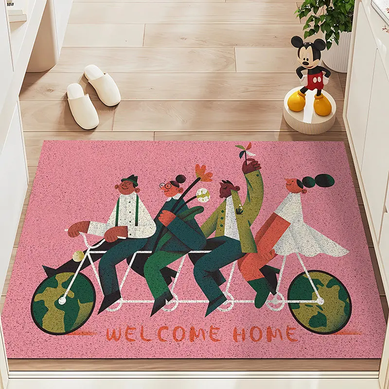 Abstract Figures PVC Coil Doormat Non‑Slip Dirt Scraping Cuttable Easy Clean Entrance Welcome Floor Mat Home Decor
