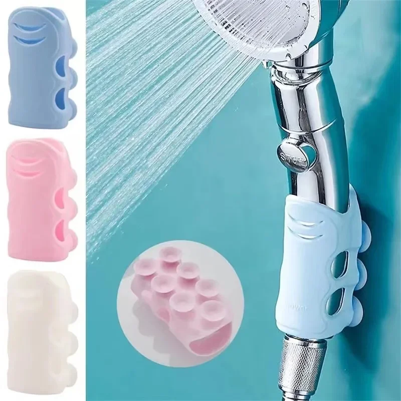 Shower Head Holder Punch-Free Shower Head Wall Mounting Bracket Silicone Suction Cup No Drill Need for Marble Glass Ceramic