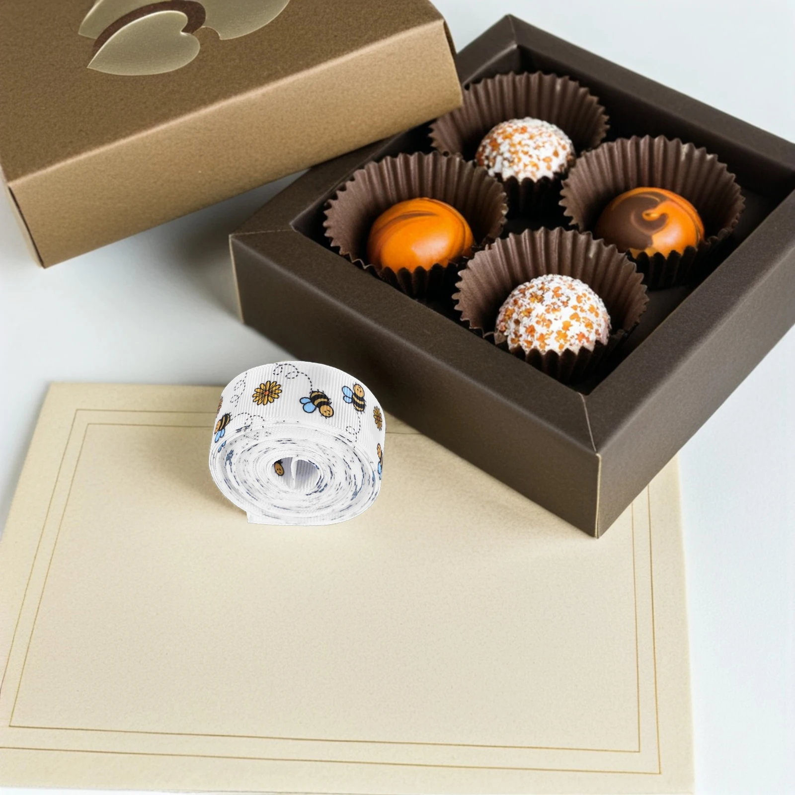 

1 Roll Bee Ribbons 25M Polyester Grosgrain Ribbon For Flower Bouquets Wrapping Crafts Diy Decorations Spring Party Supplies