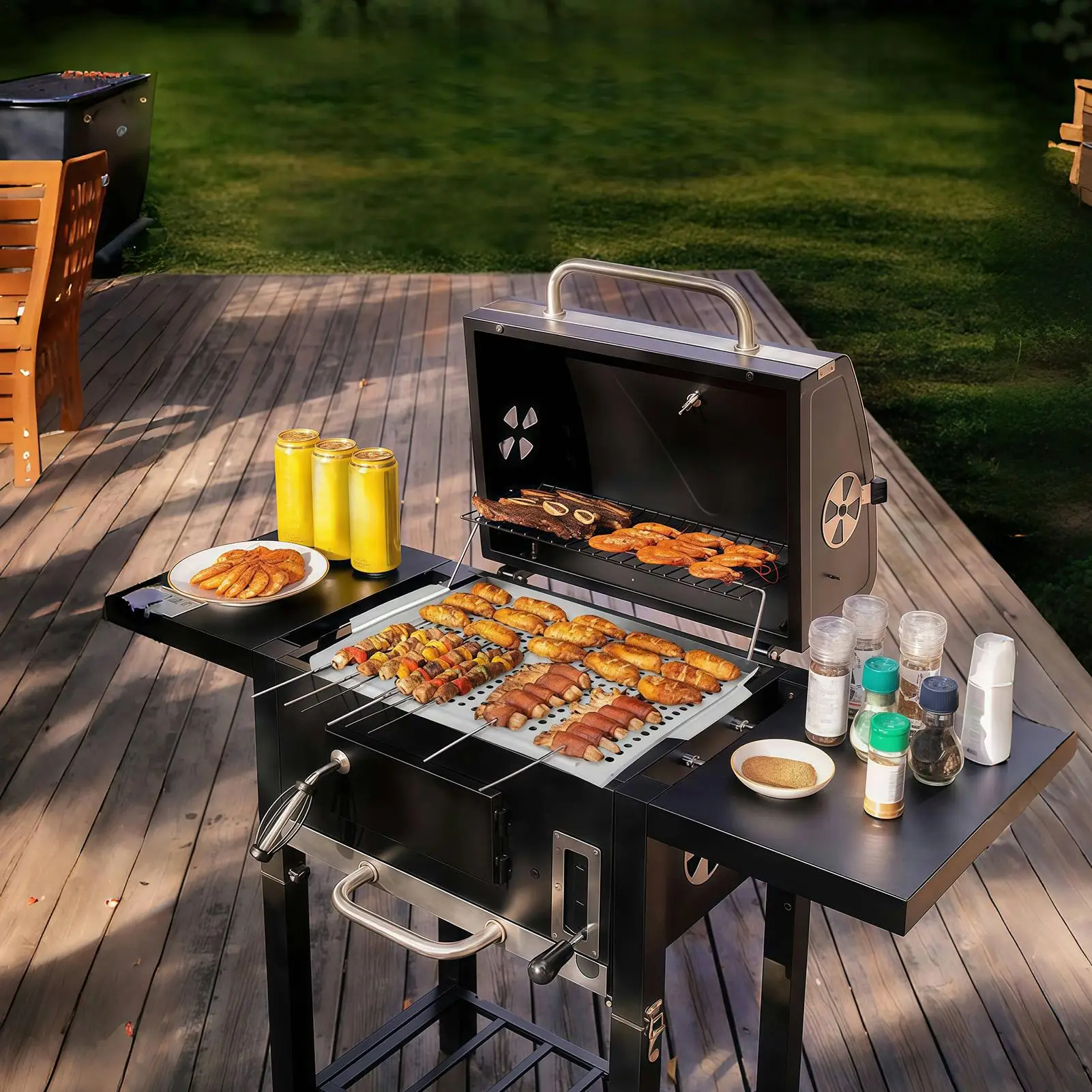 

Outdoor Grill Topper Stainless Steel Camping Grill Grate Replacement Cooking Stove Attachment With Drainage For Patio Family