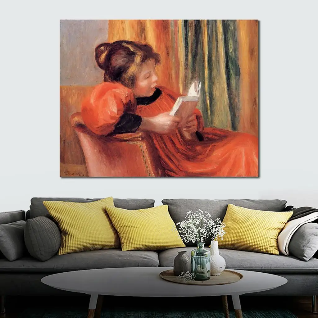 oil painting art gallery Girl Reading by Pierre Auguste Renoir reproduction Canvas Handmade High quality