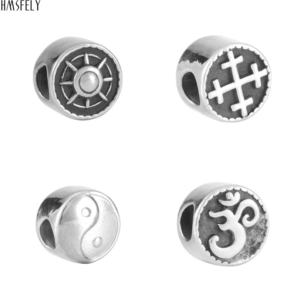 HMSFELY totem theme Beads For Charm Women Bracelet Jewelry Making Crystal Bead 316l Stainless Steel Beads