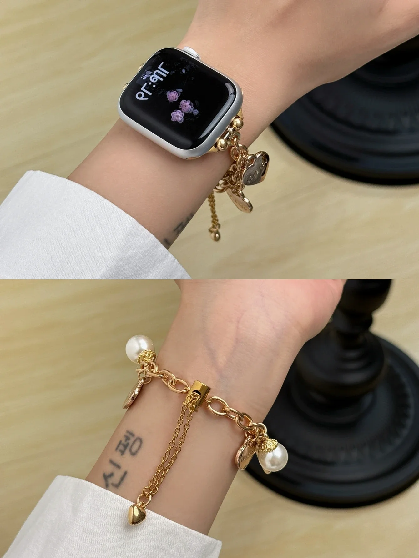 جديد القلب اللؤلؤ سوار ربط حزام ل سوار ساعة يد آبل للنساء 38 مللي متر 40 مللي متر 41 مللي متر 42 مللي متر 44 مللي متر 45 مللي متر 46 مللي متر 49 مللي متر