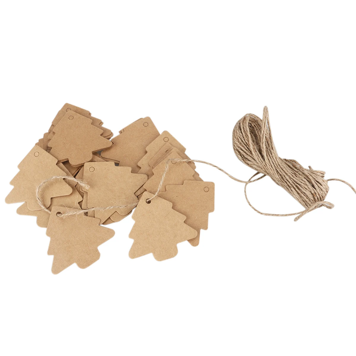 

Amosfun 50pcs Kraft Paper Tags Christmas Tree Labels Blank Greeting Cards with Hole Brown Packaging Decor