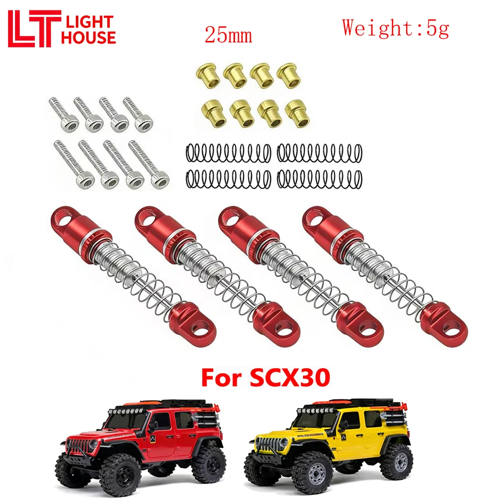 

Алюминиевые амортизаторы LIGHT HOUSE SCX30, 25 мм/21,5 мм, 4 шт./компл., улучшенные запчасти для автомобилей SCX30 — гоночные амортизаторы для моделей автомобилей