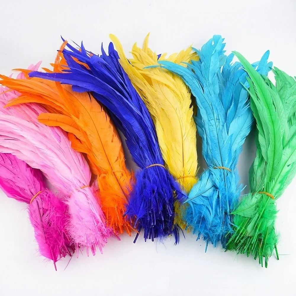 20Pcs Decorative Feather Plumes Rooster Tail Feathers Natural Feather Firm Quill Costume Feathers 25-30cm Length Smooth Surface