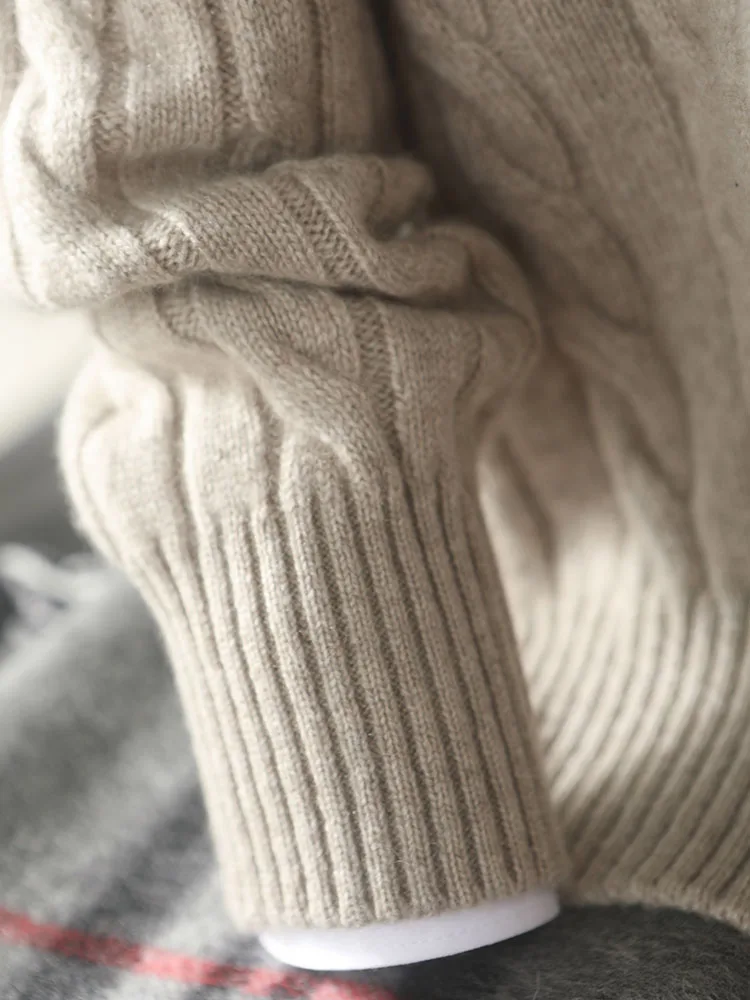 High-end Luxury 100% Pure Cashmere Sweater Men's Semi-high Neck Zipper Pullover Knitted Sweater Cashmere