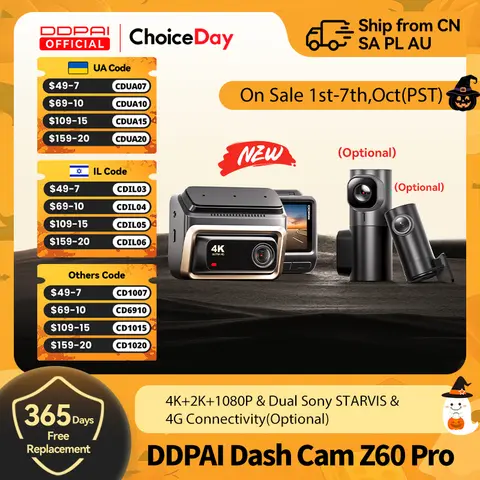 2025 신형 DDPAI Z60 Pro 4K 대시캠 자동차 전방 카메라 소니 센서 WiFi ADAS 야간 시야 DVR 비디오 레코더