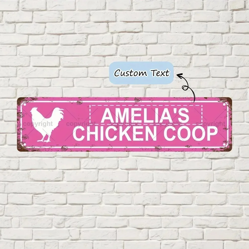 CIFbuy Personalized Customizable 2D Flat Tin Wall Plaque 16×4 Inch, Retro Farmhouse Chicken‑Coop Ornament for Bathroom Cafe Room