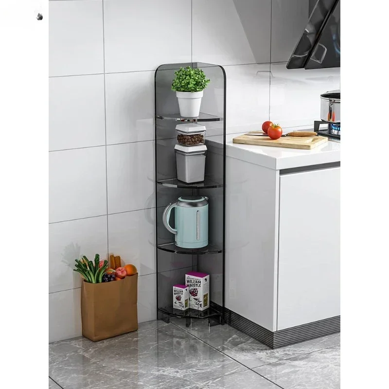 Light luxury kitchen multi-layer storage rack, household storage integrated rack, triangular cabinet