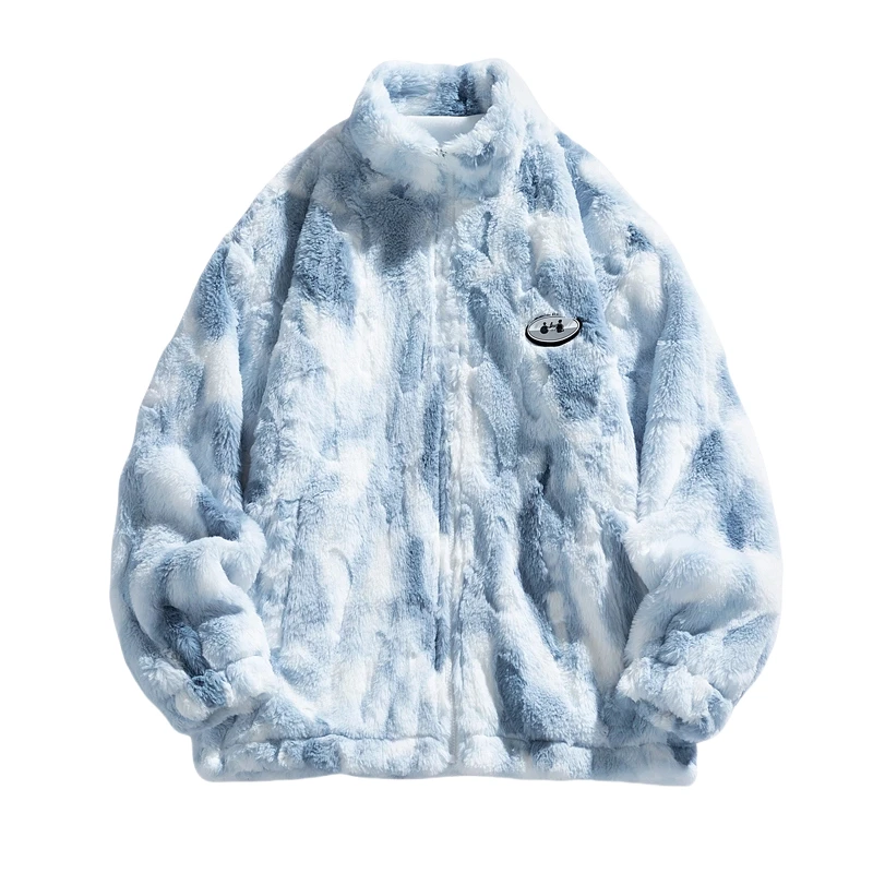 

New Autumn Winter Rabbit Plush Jacket High Quality Unisex Fashion Trend Loose and Versatile Stand Up Collar Jacket Windproof Top
