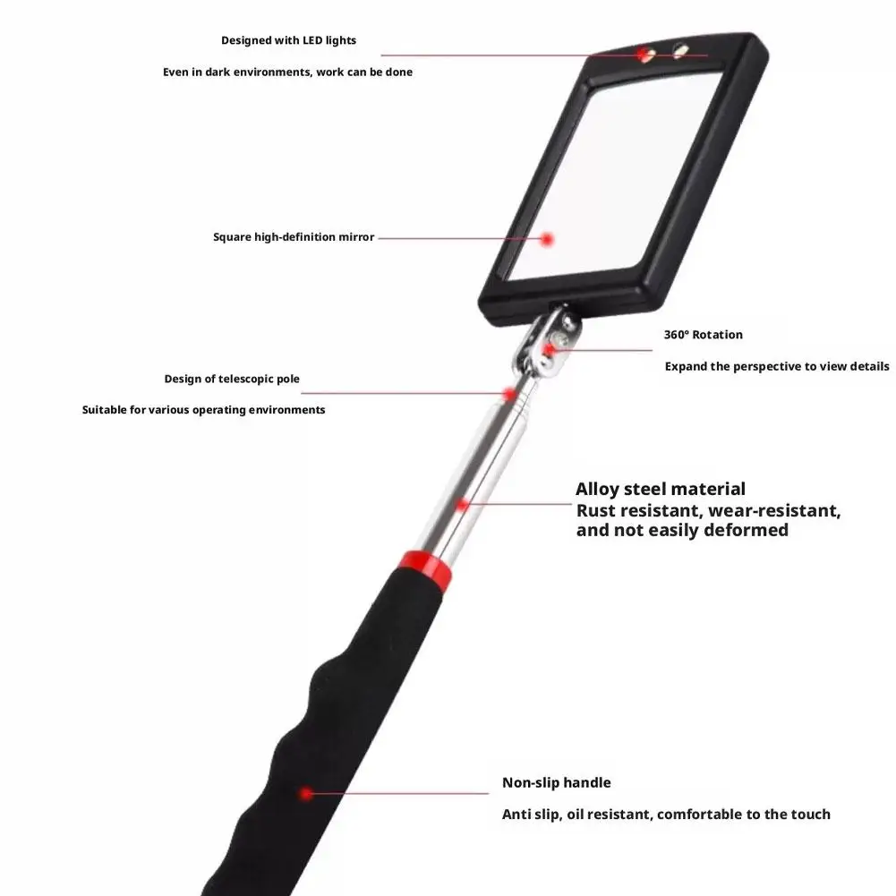 Detection Folding Mirror 360° Rotating Reflector Universal Auto Repair Tool Accessory Telescopic Bottom Inspection Mirror