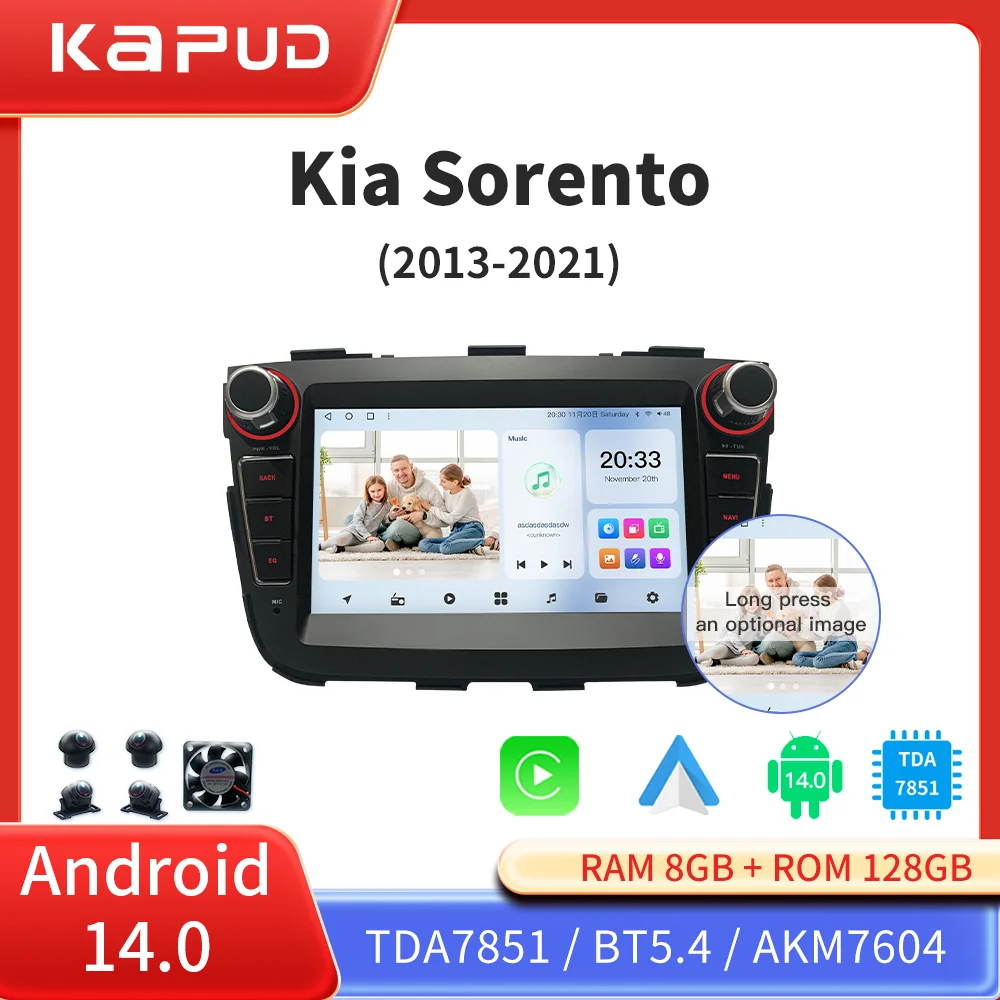 

Kapud 7" Android 14 2 Din Car Multimedia Radio Stereo For Kia Sorento 2 XM 2013 2014 CarPlay Auto WIfi GPS 360 Camera BT DSP