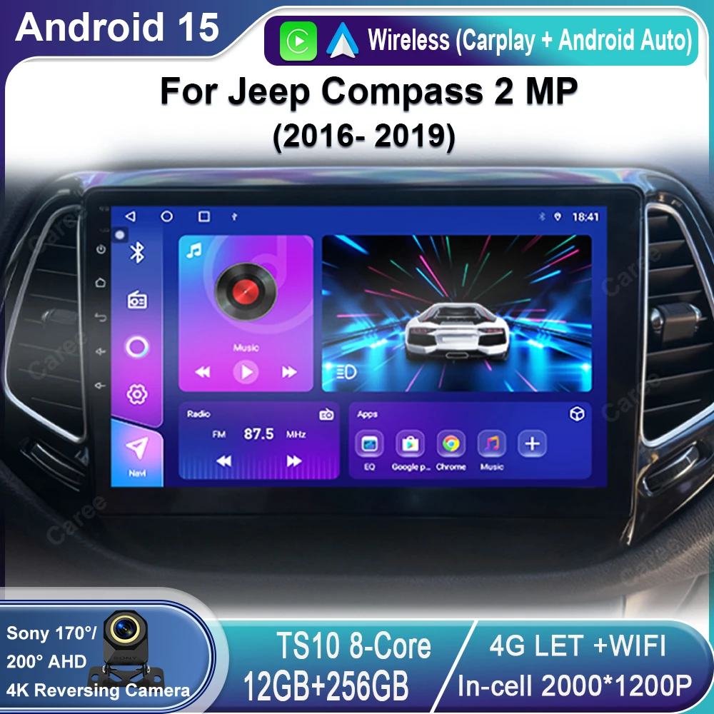 

Android 15 For Jeep Compass 2 MP 2016 2017 2018 2019 Car Radio Stereo Multimedia Navigation GPS Auto Radio Player Carplay Screen