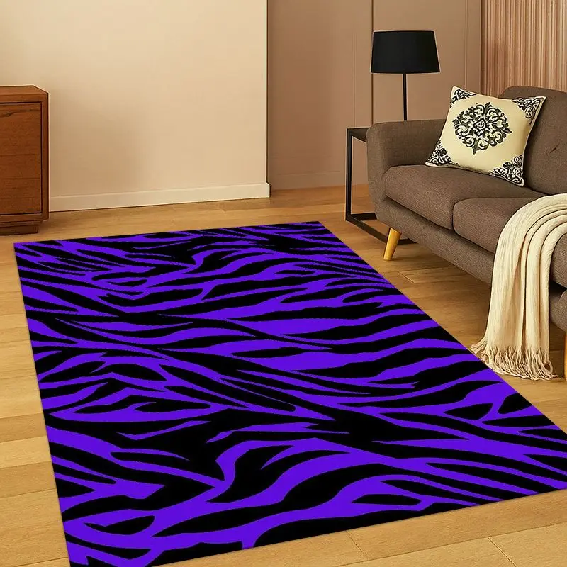 Schwarz-weißer Teppich mit Zebrastreifen für Schlafzimmer, Wohnzimmer, Sofa, Spielzimmer, Fußmatte, Heimdekoration, Kinderspielbereich, rutschfester Teppich, Geschenk – Detail 4